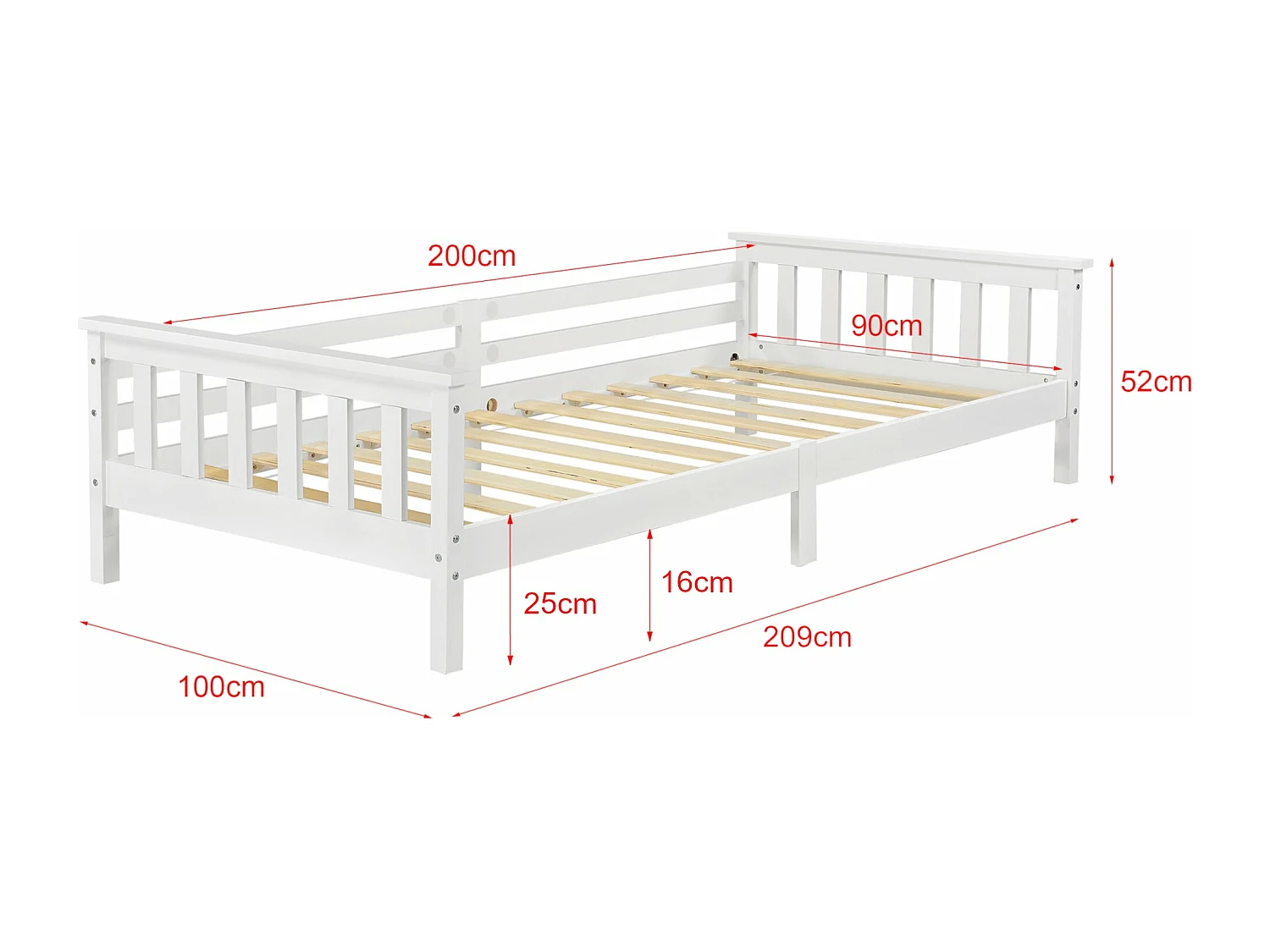 Lit pour enfant avec bois blanche 209 x 100 x 52 cm 03_0005445