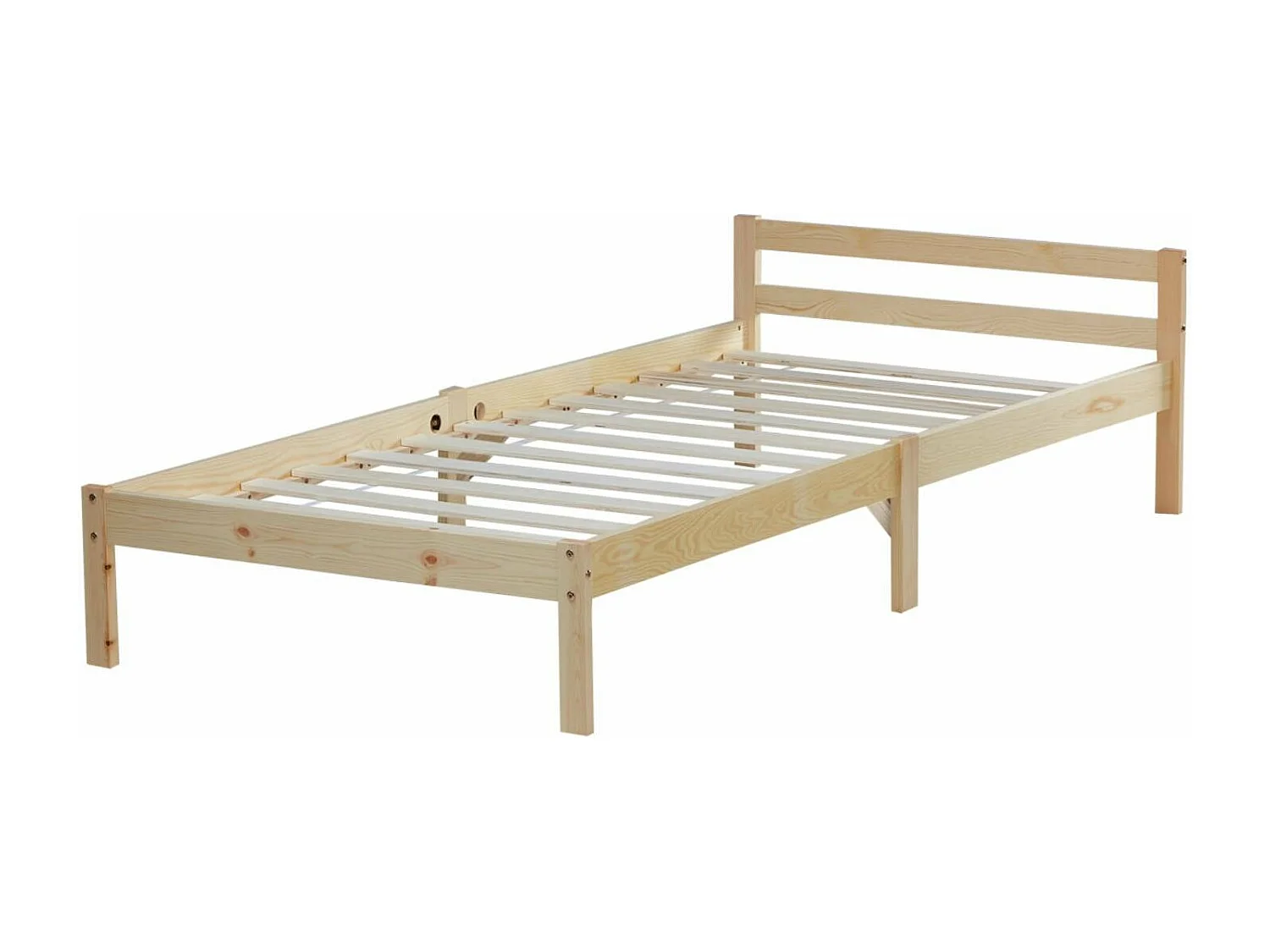 Lit simple 1 personne bois marron 206 x 96 x 61 cm LIT06165