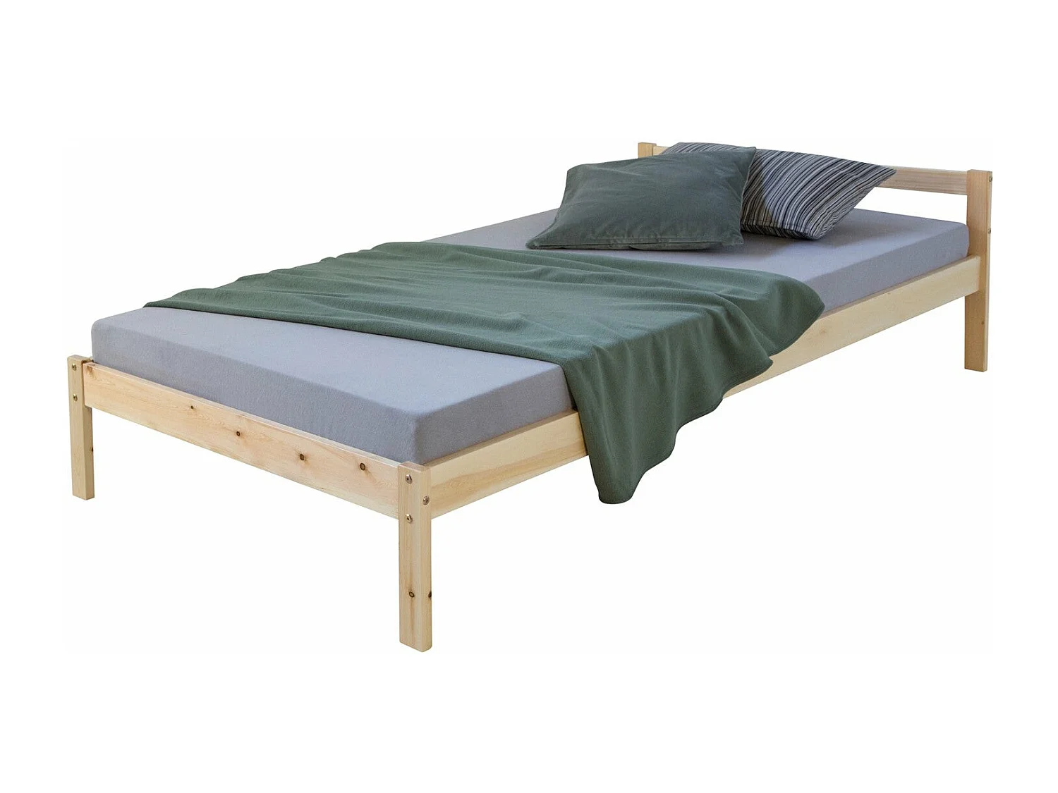 Lit simple 1 personne bois marron 206 x 96 x 61 cm LIT06165