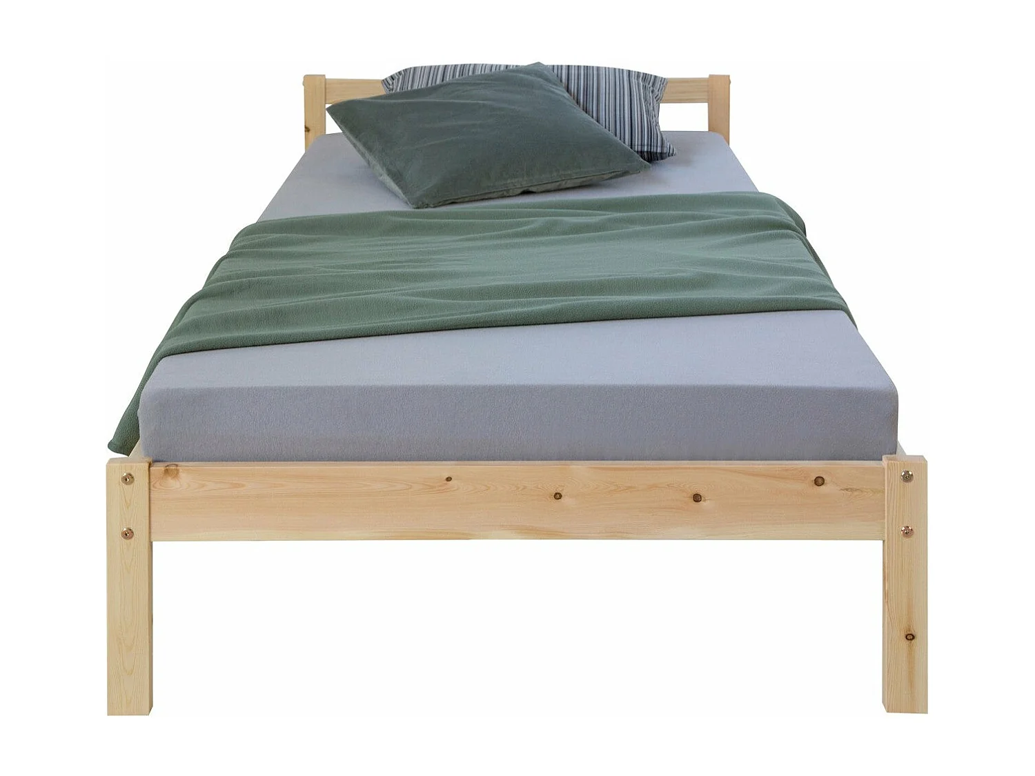 Lit simple 1 personne bois marron 206 x 96 x 61 cm LIT06165