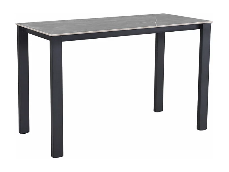 Table haute 140 cm rectangulaire céramique gris marbré - HARPER