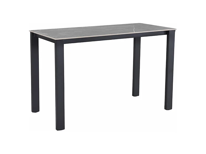 Table haute 140 cm rectangulaire céramique gris marbré - HARPER