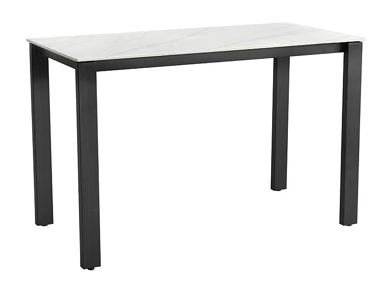 Table haute 140 cm rectangulaire céramique blanc marbré - HARPER