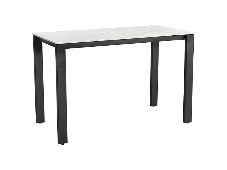 Table haute 140 cm rectangulaire céramique blanc marbré - HARPER
