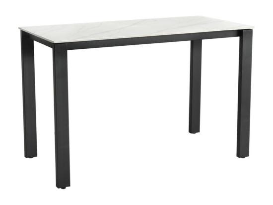 vente unique Table haute 140 cm rectangulaire céramique blanc marbré - HARPER