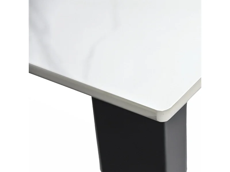 Table haute 140 cm rectangulaire céramique blanc marbré - HARPER