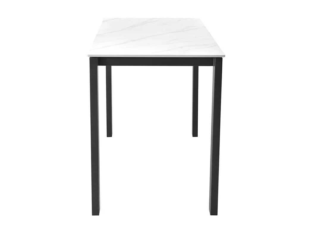 Table haute 140 cm rectangulaire céramique blanc marbré - HARPER