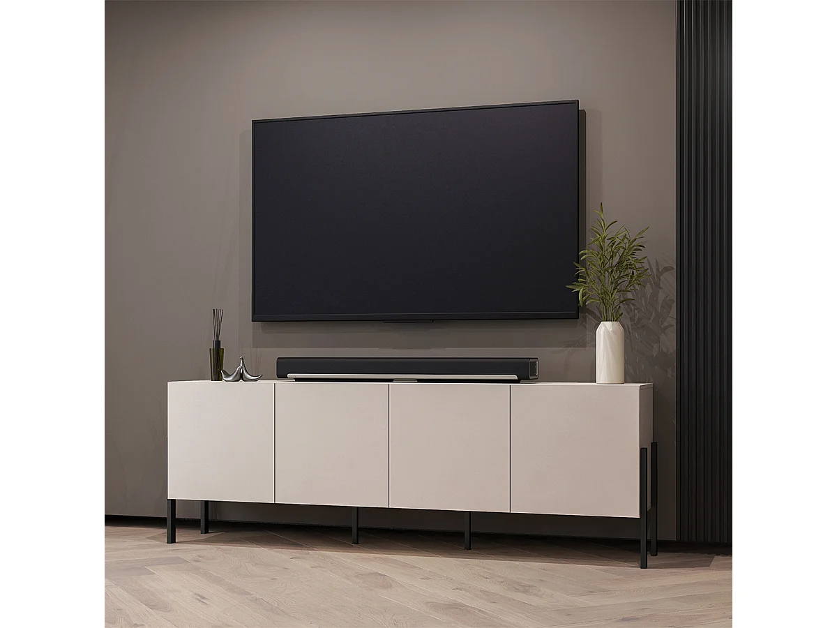 Meuble TV 4 portes 200 cm Bérénice Cachemire