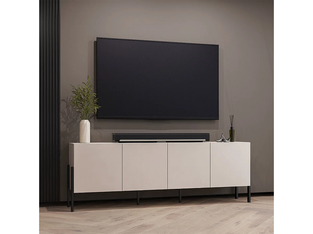 Meuble TV 4 portes 200 cm Bérénice Cachemire