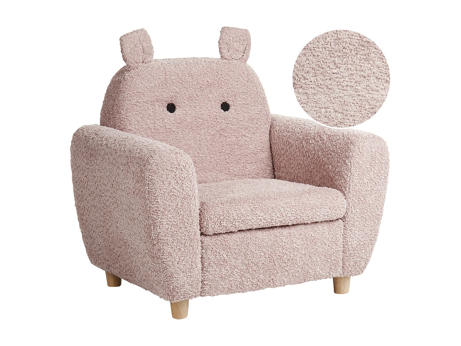 Fauteuil pour enfants Hippopotame MARIBO Bouclé Rose pastel