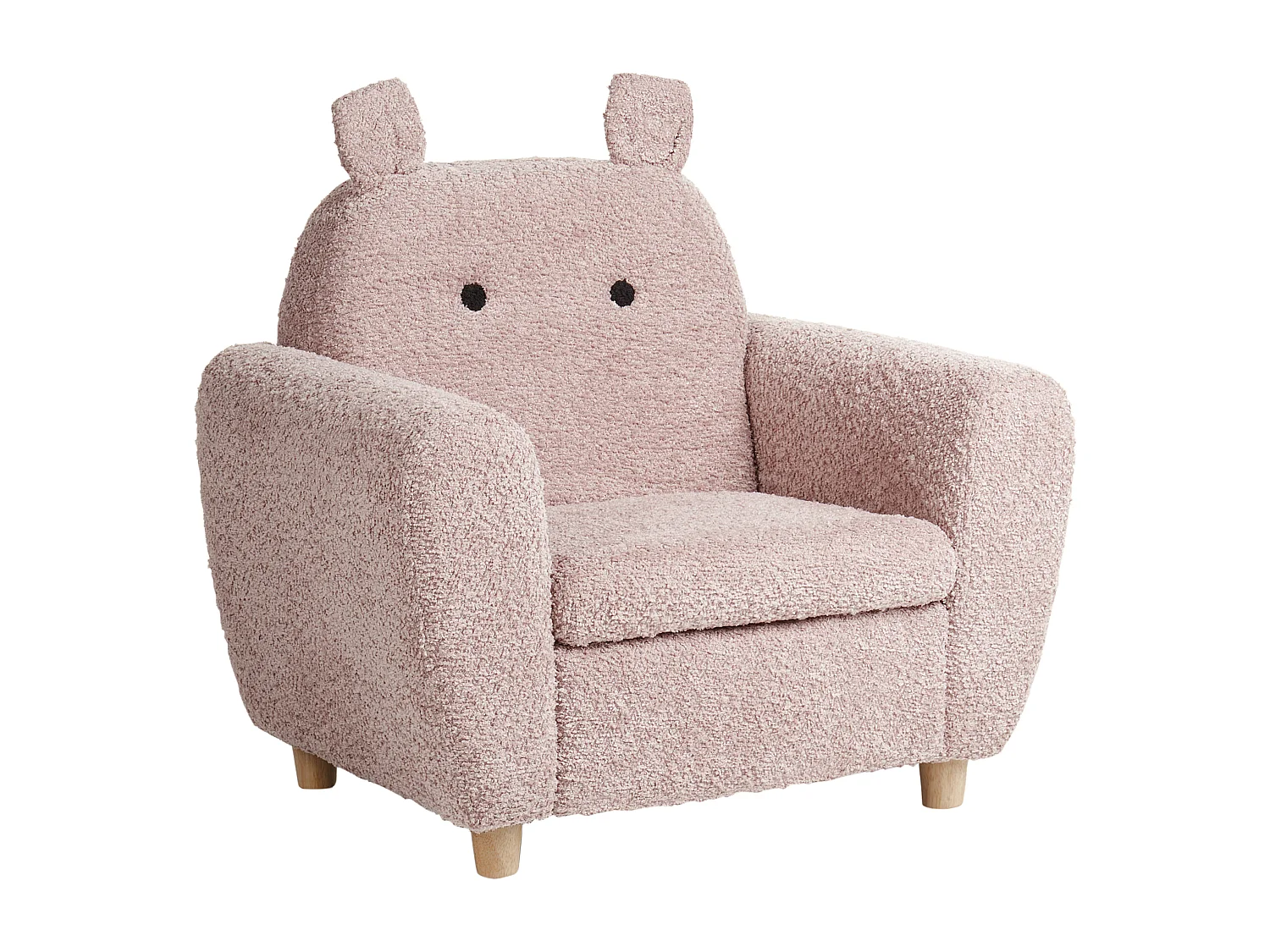 Fauteuil pour enfants Hippopotame MARIBO Bouclé Rose pastel
