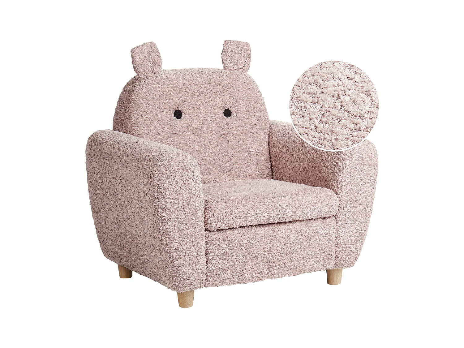 Fauteuil pour enfants Hippopotame MARIBO Bouclé Rose pastel