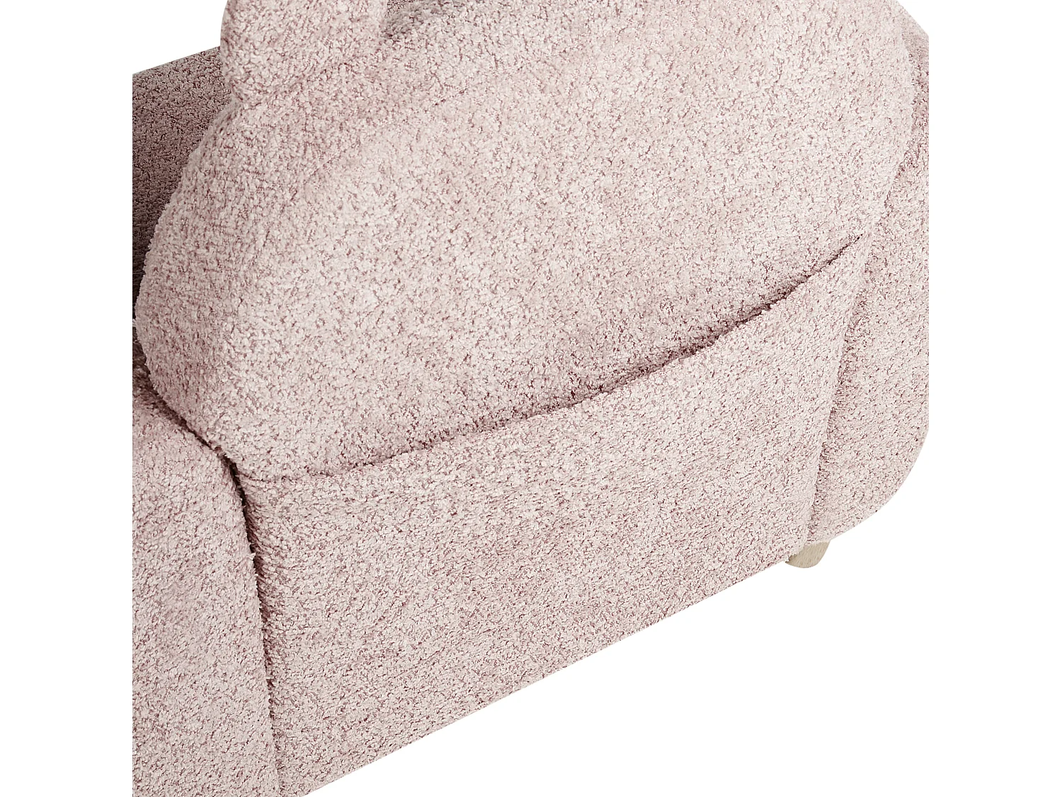 Kindersessel Bouclé Stoff rosa mit Armlehnen Holzbeinen Tierform Hippo Maribo