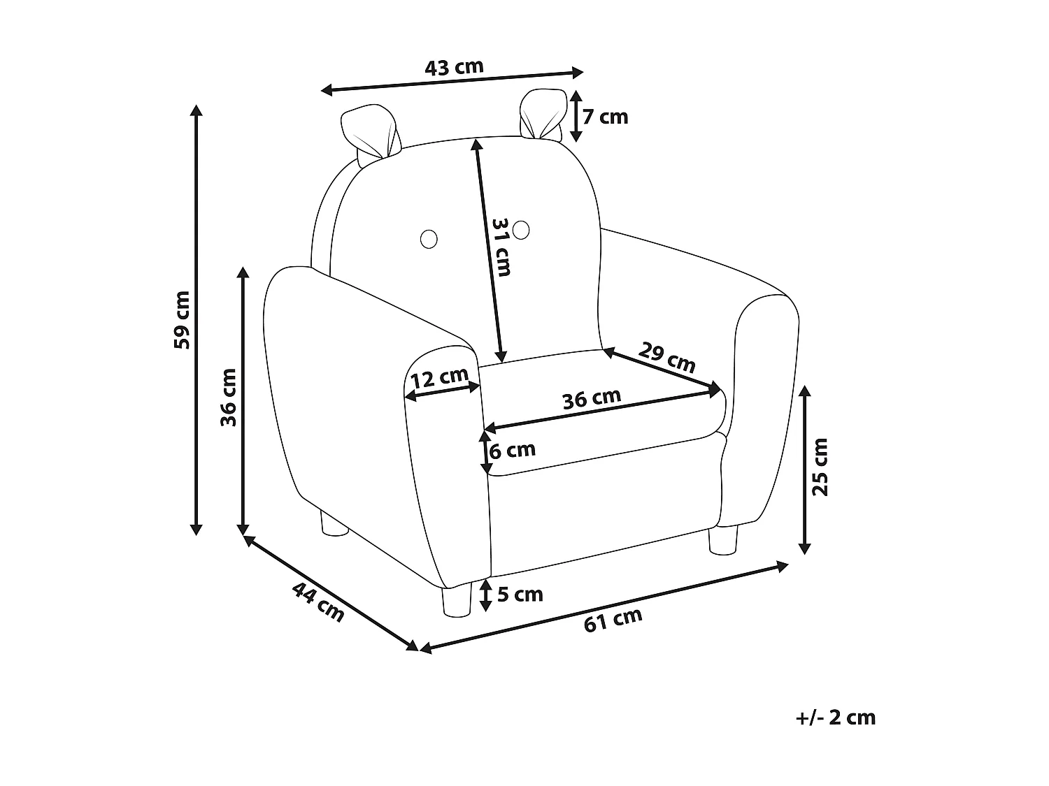 Fauteuil pour enfants Hippopotame MARIBO Tissu Bleu