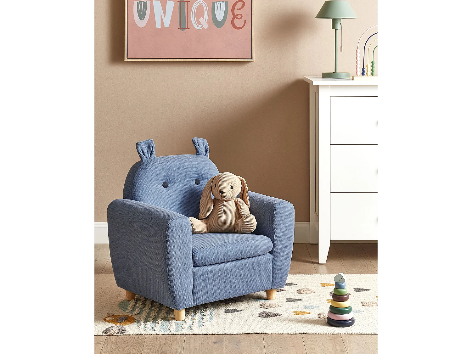 Poltrona per bambini tessuto blu MARIBO