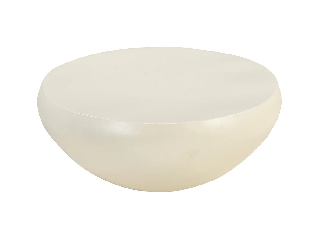 Mineral - Table basse ronde finition béton ø90cm - Blanc