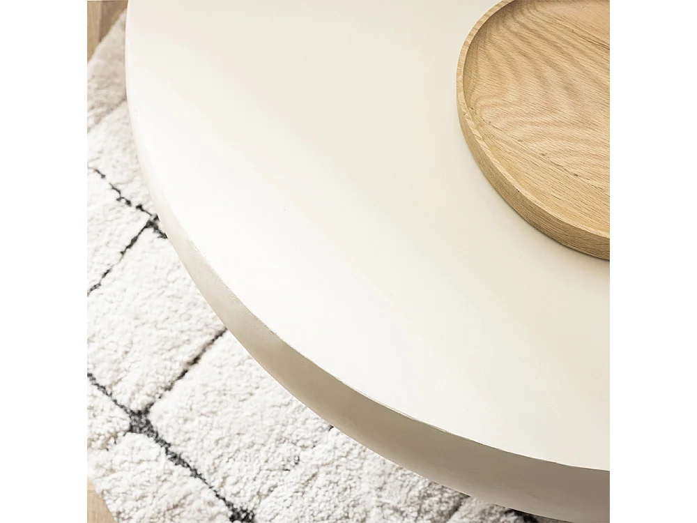 Mineral - Table basse ronde finition béton ø90cm - Blanc