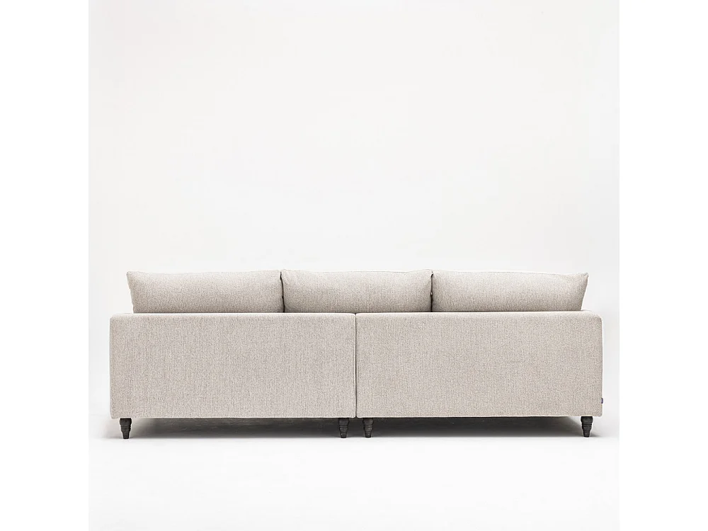 Farrah - Canapé d'angle gauche convertible 5 places en tissu pieds tournés  - Naturel chiné