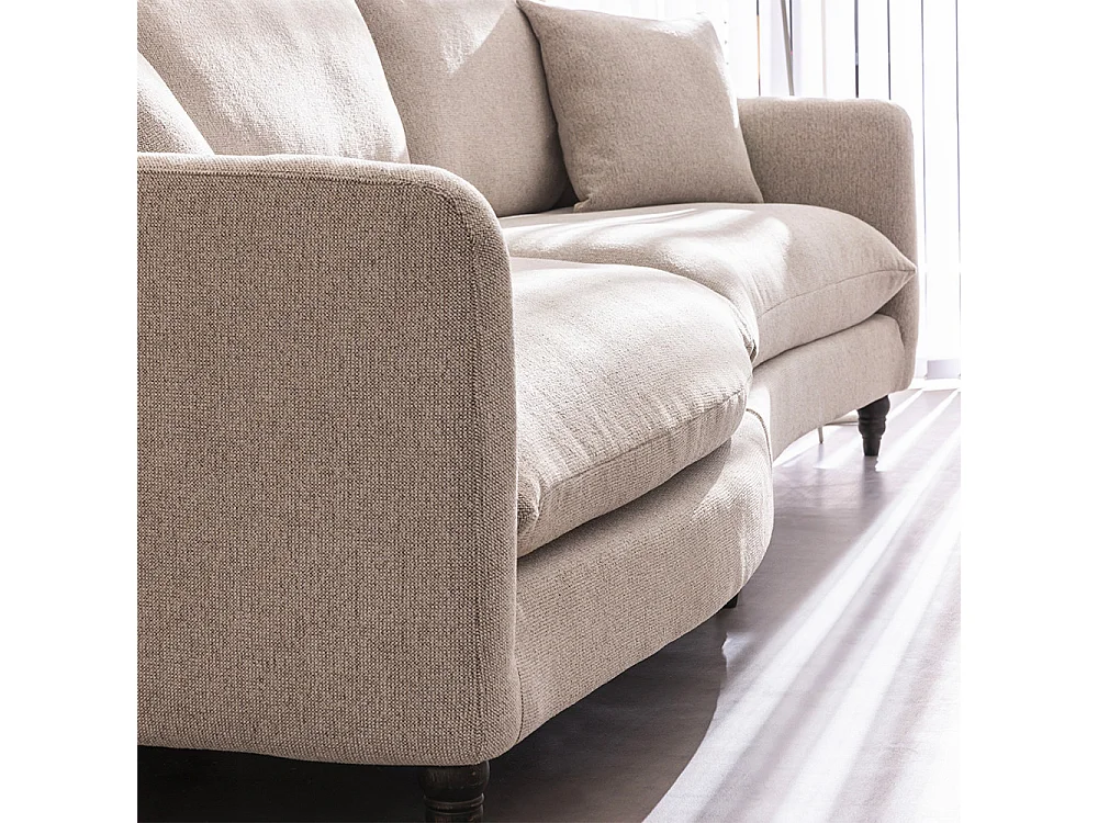 Farrah - Canapé d'angle gauche convertible 5 places en tissu pieds tournés  - Naturel chiné