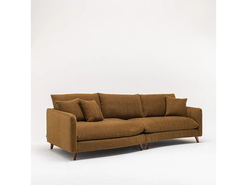 Farrah - Canapé d'angle gauche convertible 5 places en tissu - Bronze