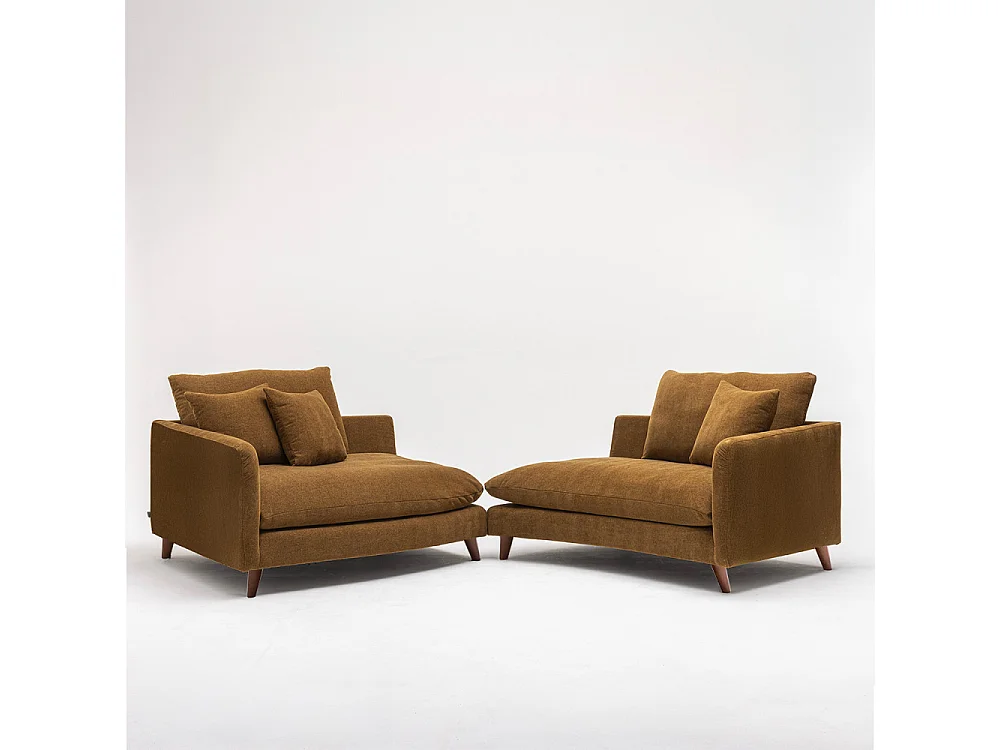 Farrah - Canapé d'angle gauche convertible 5 places en tissu - Bronze