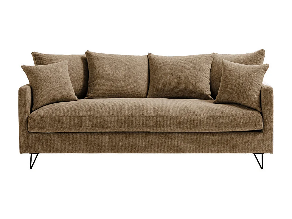 Villabon - Canapé convertible 3 places en tissu pieds épingles noirs - Caramel chiné