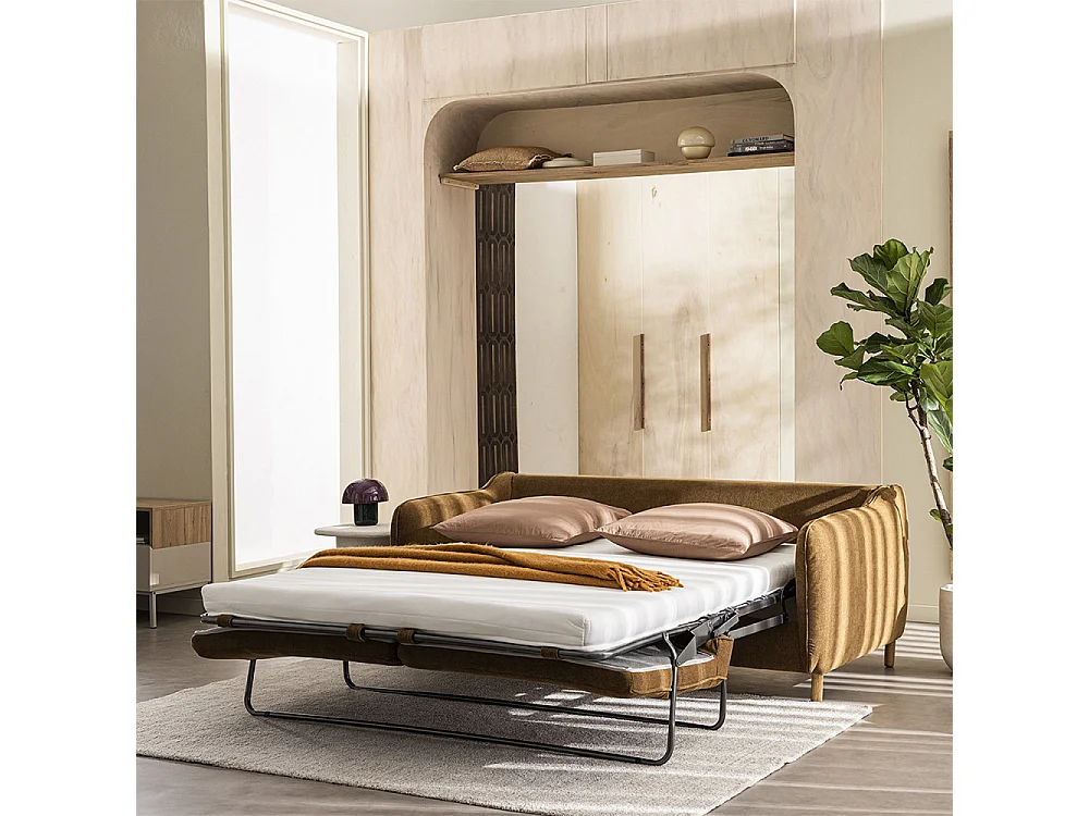 Vornay - Canapé convertible express 2 places en tissu - Bronze