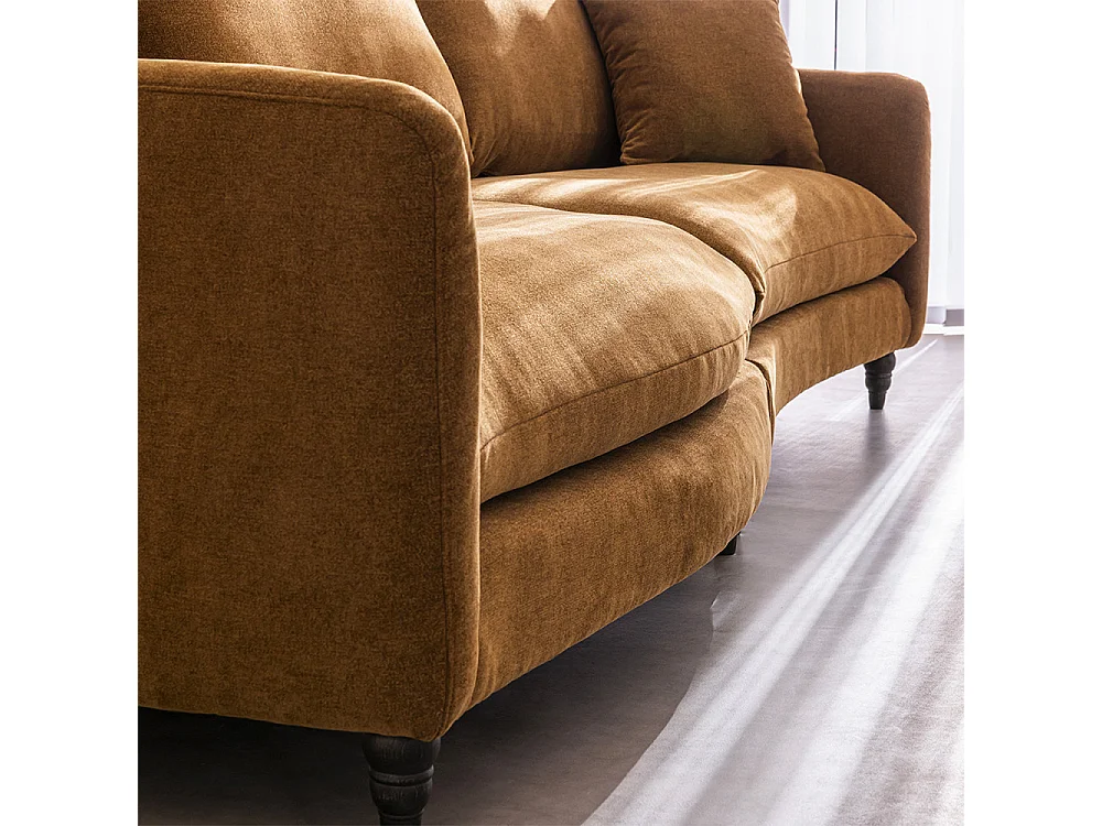 Farrah - Canapé d'angle gauche convertible 5 places en tissu pieds tournés  - Bronze