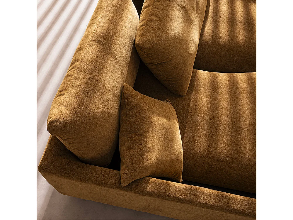 Farrah - Canapé d'angle gauche convertible 5 places en tissu pieds tournés  - Bronze