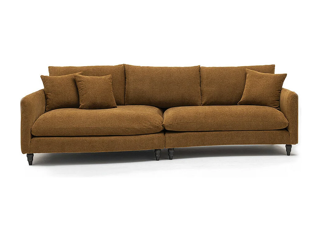 Farrah - Canapé d'angle gauche convertible 5 places en tissu pieds tournés  - Bronze