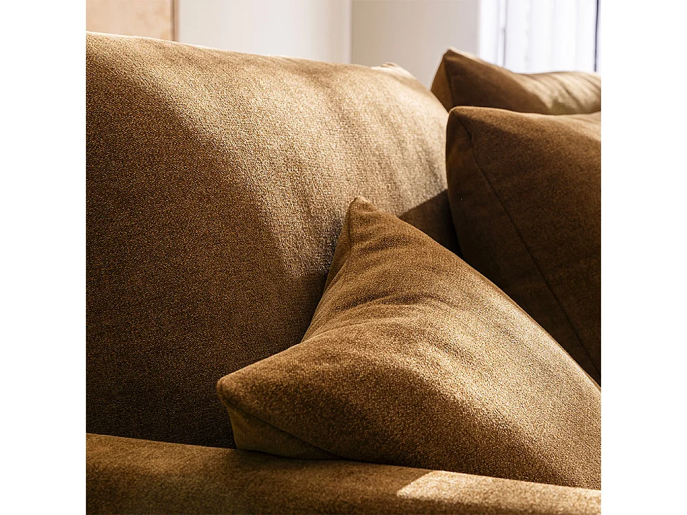 Farrah - Canapé d'angle gauche convertible 5 places en tissu pieds tournés  - Bronze