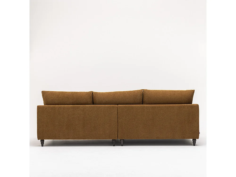 Farrah - Canapé d'angle gauche convertible 5 places en tissu pieds tournés  - Bronze