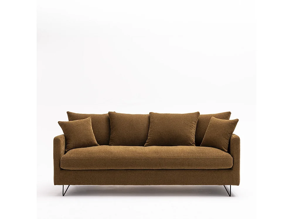 Villabon - Canapé convertible 3 places en tissu pieds épingles noirs - Bronze