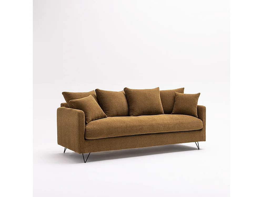 Villabon - Canapé convertible 3 places en tissu pieds épingles noirs - Bronze