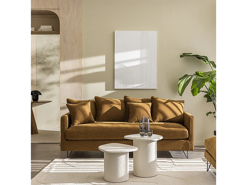 Villabon - Canapé convertible 3 places en tissu pieds épingles noirs - Bronze