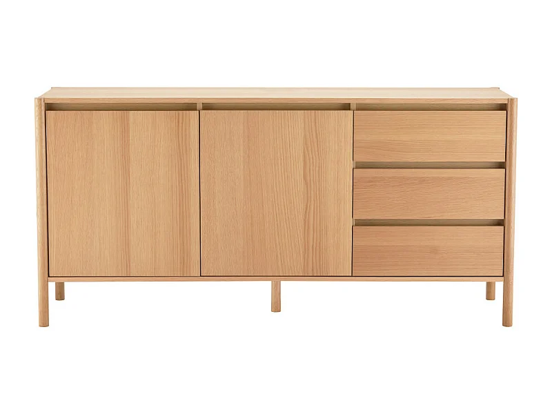 Verade - Buffet 2 portes 3 tiroirs en bois L160cm - Bois clair