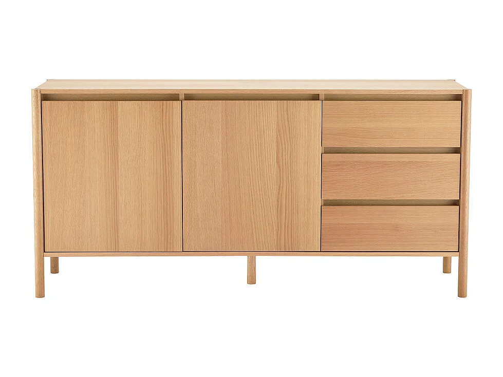 Verade - Buffet 2 portes 3 tiroirs en bois L160cm - Bois clair