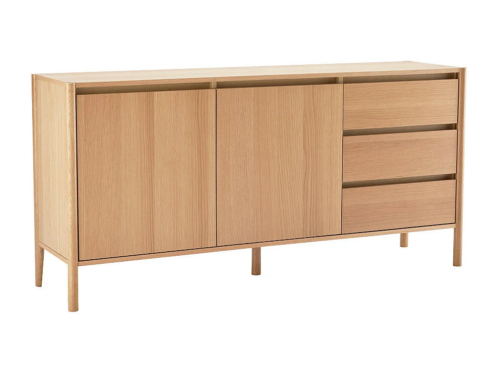 Verade - Buffet 2 portes 3 tiroirs en bois L160cm - Bois clair