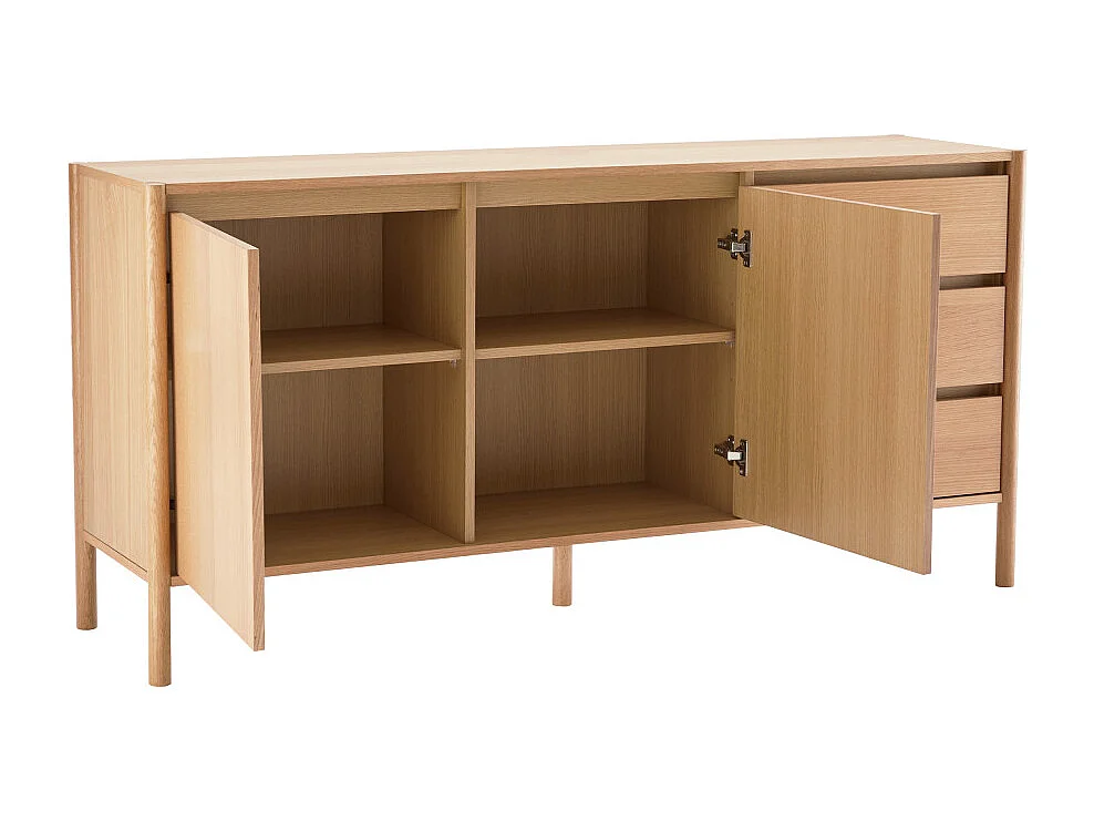 Verade - Buffet 2 portes 3 tiroirs en bois L160cm - Bois clair
