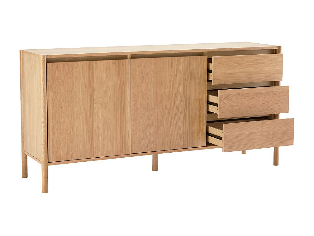 Verade - Buffet 2 portes 3 tiroirs en bois L160cm - Bois clair