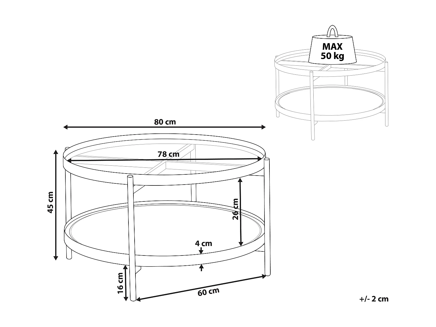 Couchtisch RENO Sicherheitsglas Schwarz