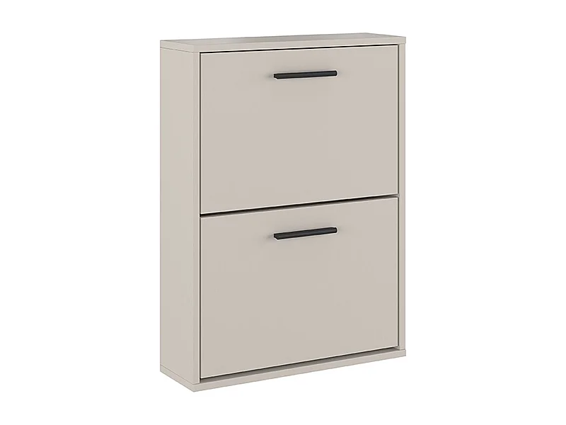 Meuble à chaussures, commode à chaussures à 2 portes coloris beige - Longueur 54 x profondeur 18 x hauteur 73 cm