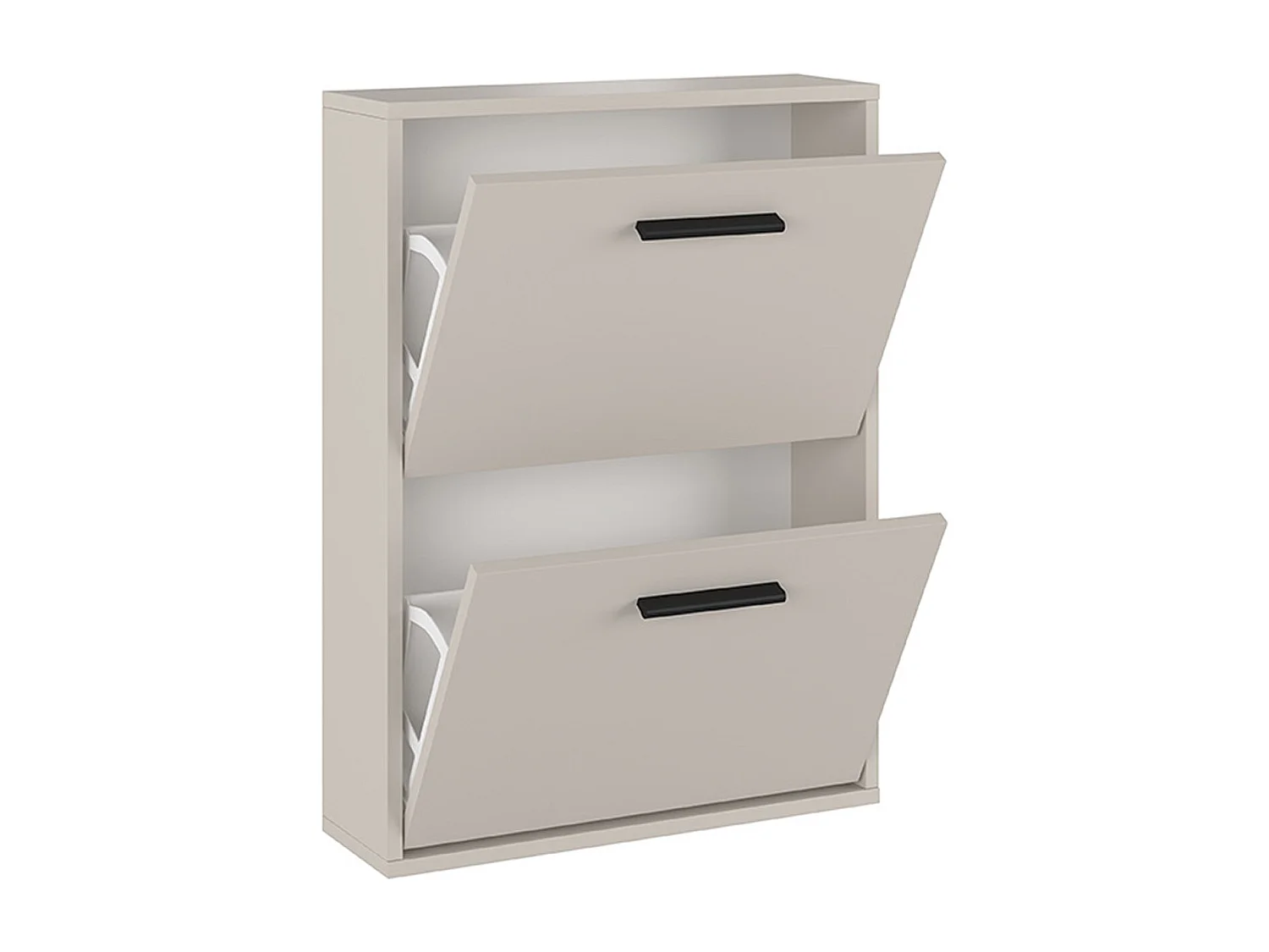 Meuble à chaussures, commode à chaussures à 2 portes coloris beige - Longueur 54 x profondeur 18 x hauteur 73 cm