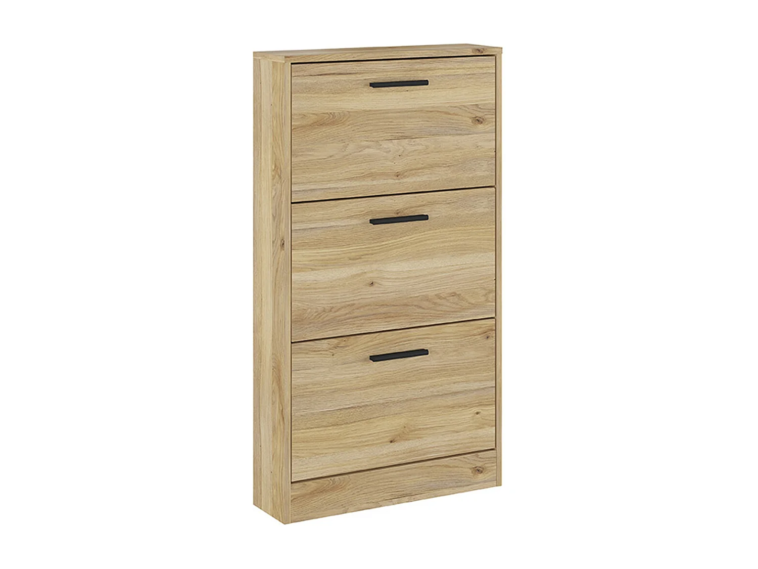 Meuble à chaussures, commode à chaussures à 3 portes coloris  chêne Mauvella - Longueur 59,80  x profondeur 17 x hauteur 107,70 cm