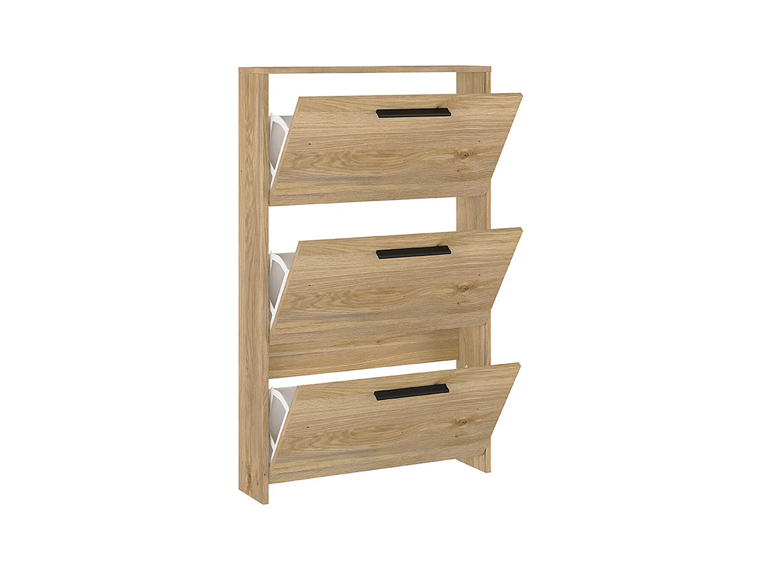 Meuble à chaussures, commode à chaussures à 3 portes coloris chêne Mauvella -  Longueur 68,50 x profondeur 17 x hauteur 115,50 cm