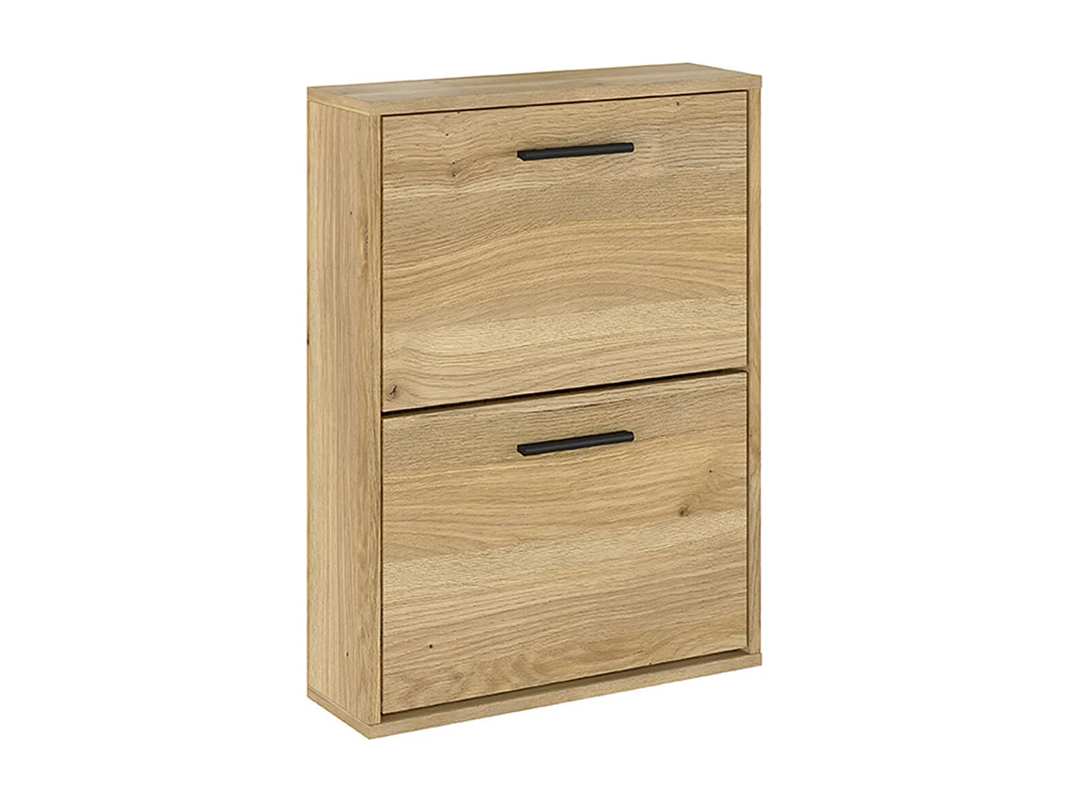 Meuble à chaussures, commode à chaussures à 2 portes coloris chêne Mauvella - Longueur 54 x profondeur 18 x hauteur 73 cm