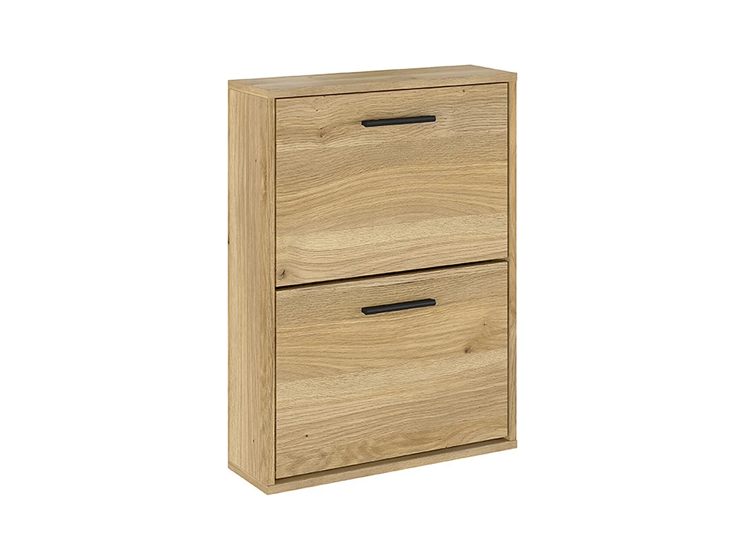 Meuble à chaussures, commode à chaussures à 2 portes coloris chêne Mauvella - Longueur 54 x profondeur 18 x hauteur 73 cm