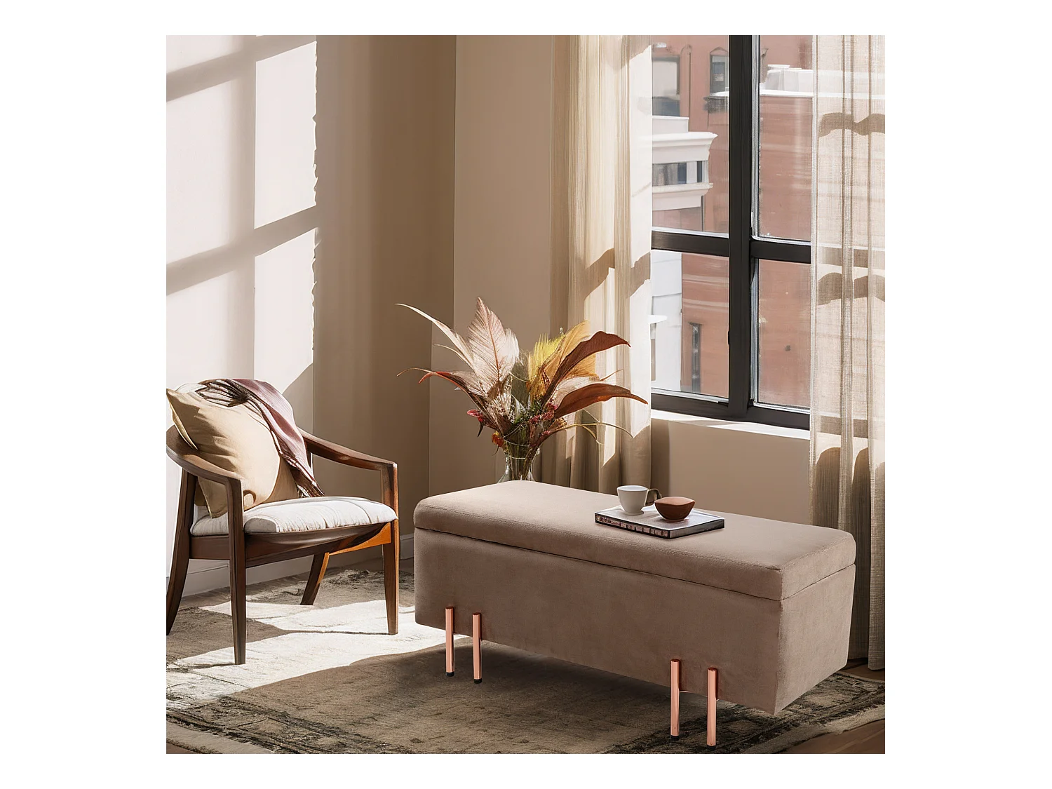 Banc de rangement Dals 118 x 40 x 42 cm marron [en.casa]