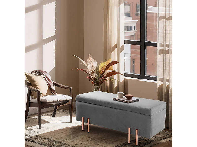 Banc de rangement Dals 118 x 40 x 42 cm gris [en.casa]