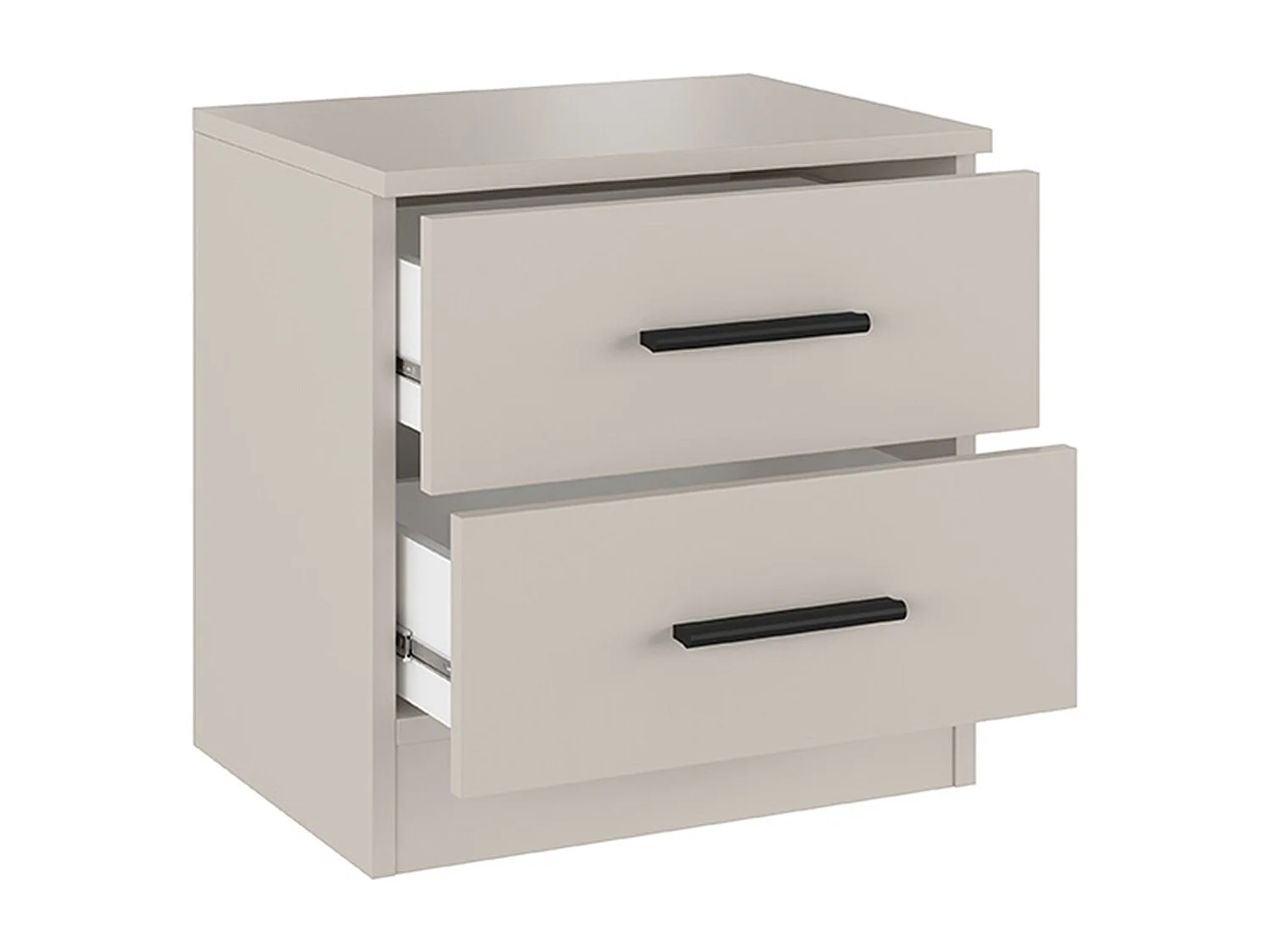 Table de nuit, table de chevet avec 2 tiroirs coloris beige - Longueur 39,60  x profondeur 33,50  x hauteur 43 cm